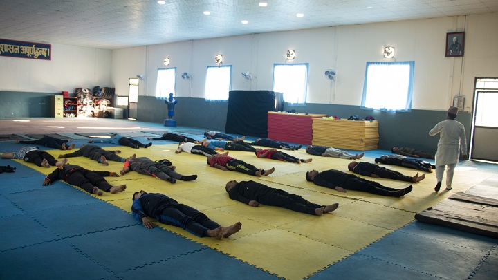 Meditation and Pranayama class for Nepal Police Force at Nepal Police Academy 