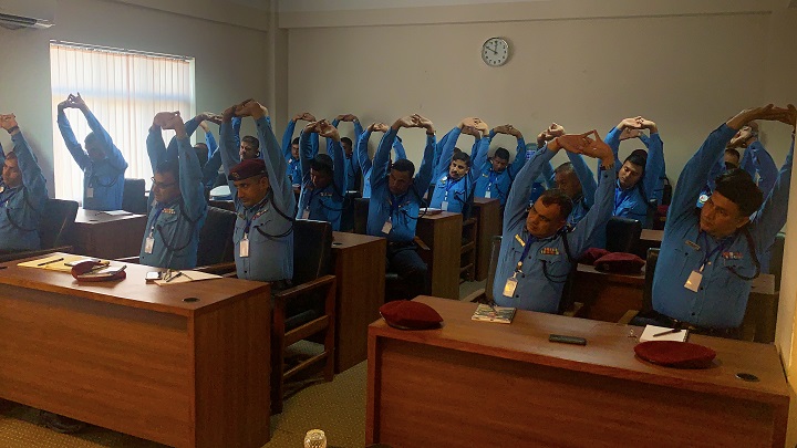 Chair Yoga at Nepal Police Academy, Yoga for Police officers 