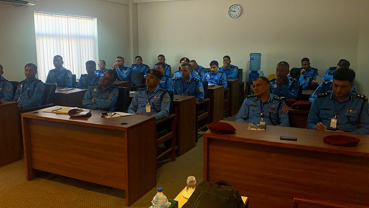 Dr. Chintamani Gautam giving Yoga Training to Nepal Police Force at Nepal Police Academy